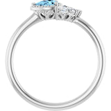 Pear Aquamarine & Diamond Accented Ring in Gold and Platinum
