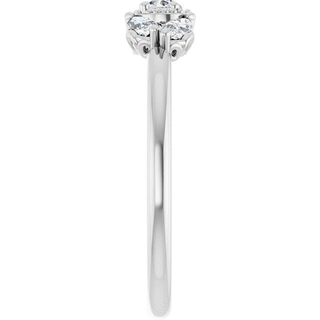 Pear White Sapphire & Diamond Accented Ring in White Gold