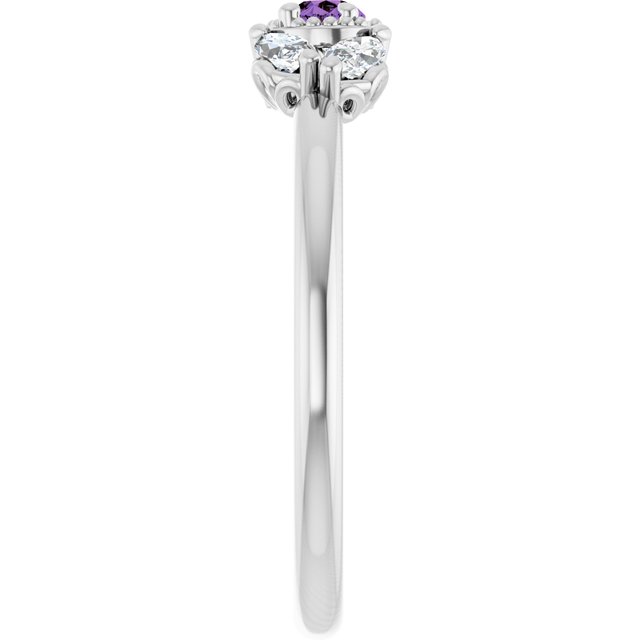 Pear Amethyst & Diamond Accented Ring in Gold and Platinum