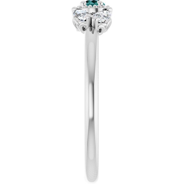 Pear Lab-Grown Alexandrite & Diamond Ring in Gold and Platinum