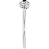 Pear Mozambique Garnet & Diamond Accented Ring in Gold and Platinum