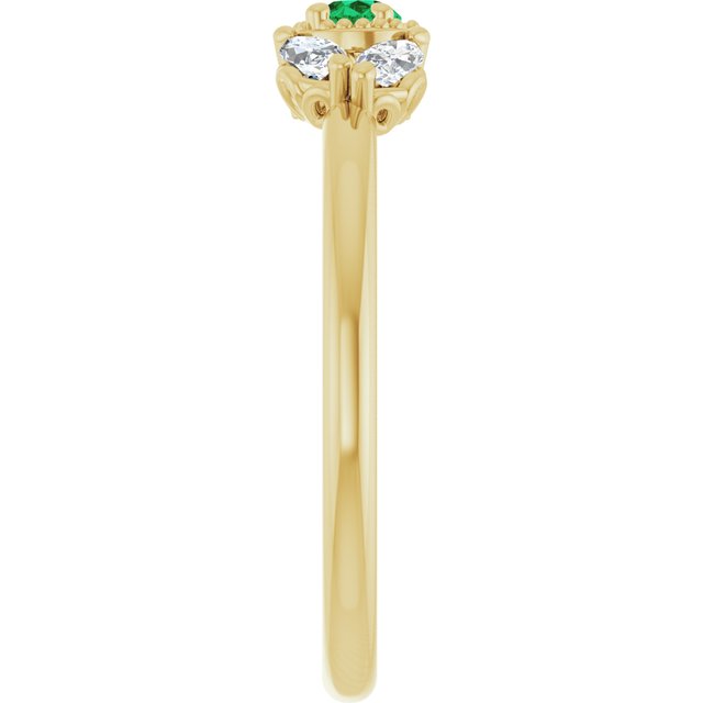 Pear Emerald & Diamond Accented Ring in Gold and Platinum