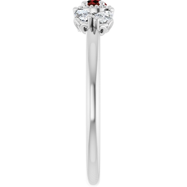 Pear Mozambique Garnet & Diamond Accented Ring in Gold and Platinum