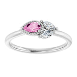 Pear Pink Sapphire & Diamond Accented Ring in Gold and Platinum