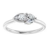 Pear White Sapphire & Diamond Accented Ring in White Gold