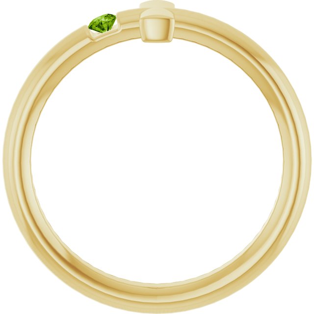Round Peridot Crosses Ring in Yellow Gold