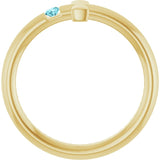 Round Blue Zircon Crosses Ring in Yellow Gold