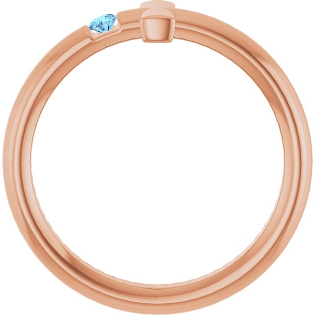 Round Aquamarine Crosses Ring in Rose Gold