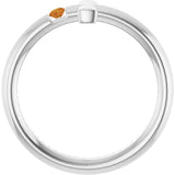Round Citrine Crosses Ring in White Gold