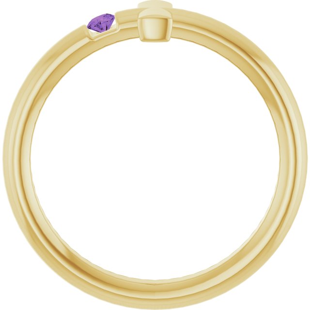 Round Amethyst Crosses Ring in Yellow Gold