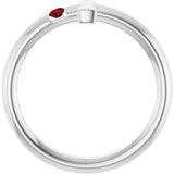 Round Mozambique Garnet Crosses Ring in White Gold