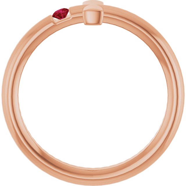 Round Ruby Crosses Ring in Rose Gold