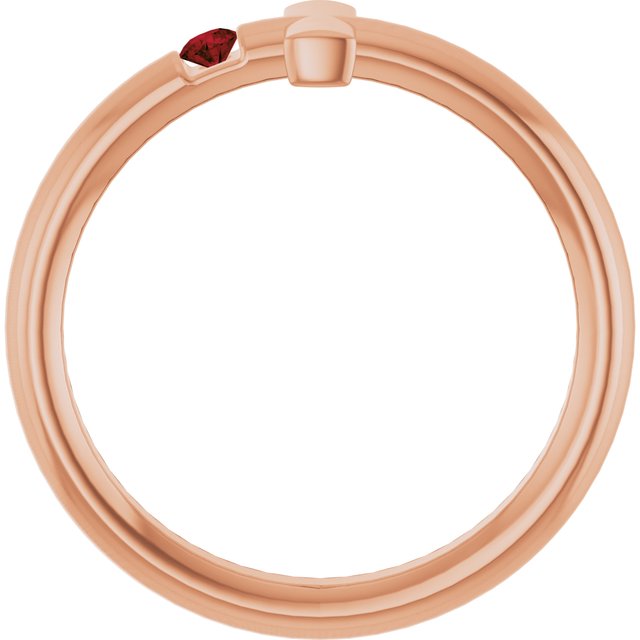 Round Mozambique Garnet Crosses Ring in Rose Gold