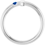 Round Blue Sapphire Crosses Ring in White Gold