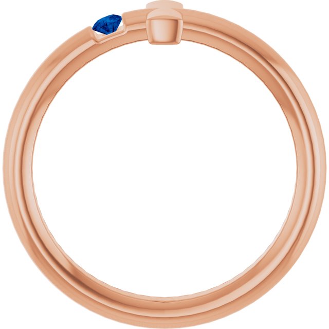 Round Blue Sapphire Crosses Ring in Rose Gold