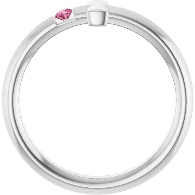 Round Pink Tourmaline Crosses Ring in White Gold