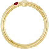 Round Ruby Crosses Ring in Yellow Gold