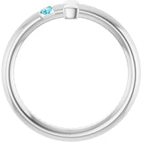 Round Blue Zircon Crosses Ring in White Gold
