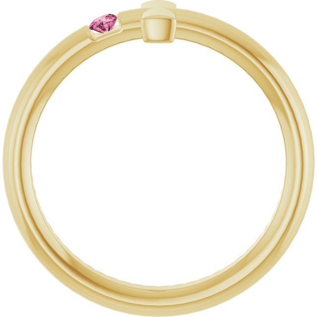 Round Pink Tourmaline Crosses Ring in Yellow Gold