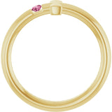 Round Pink Tourmaline Crosses Ring in Yellow Gold