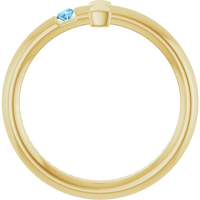 Round Aquamarine Crosses Ring in Yellow Gold