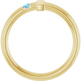 Round Aquamarine Crosses Ring in Yellow Gold