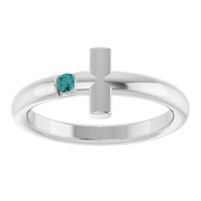 Round Alexandrite Crosses Ring in White Gold