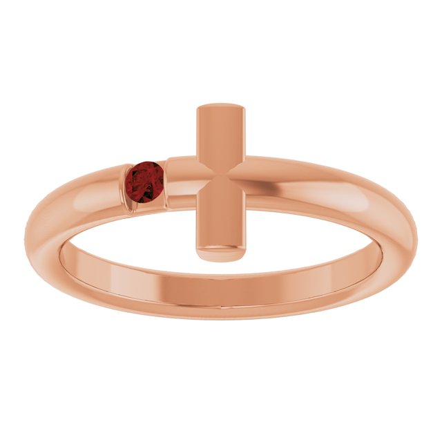 Round Mozambique Garnet Crosses Ring in Rose Gold