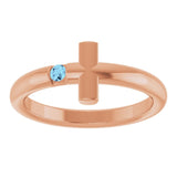 Round Aquamarine Crosses Ring in Rose Gold