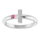 Round Pink Tourmaline Crosses Ring in Platinum