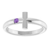Round Amethyst Crosses Ring in Platinum