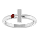 Round Mozambique Garnet Crosses Ring in Platinum