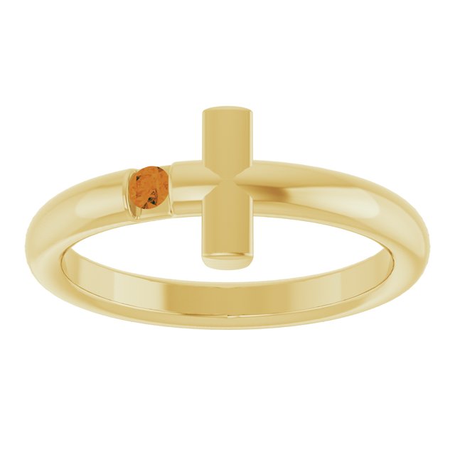 Round Citrine Crosses Ring in Yellow Gold
