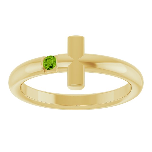Round Peridot Crosses Ring in Yellow Gold