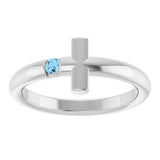 Round Aquamarine Crosses Ring in White Gold