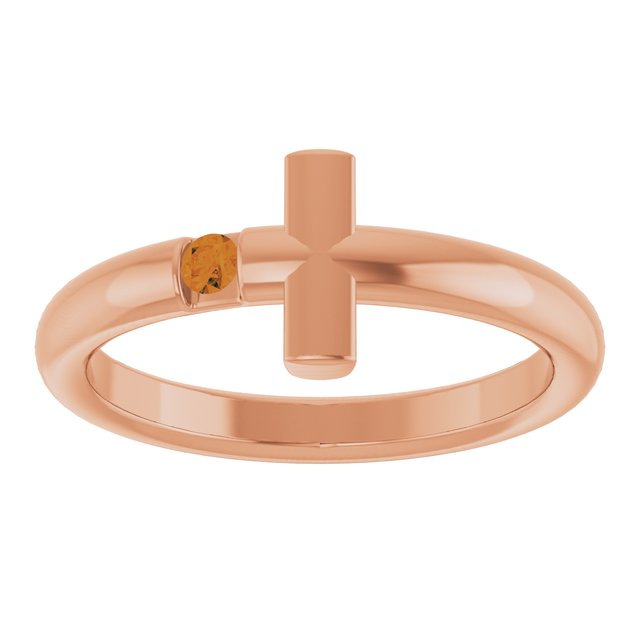 Round Citrine Crosses Ring in Rose Gold