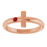 Round Ruby Crosses Ring in Rose Gold
