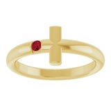 Round Ruby Crosses Ring in Yellow Gold
