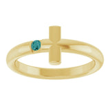 Round Alexandrite Crosses Ring in Yellow Gold