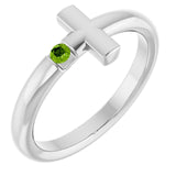 Round Peridot Crosses Ring in Platinum