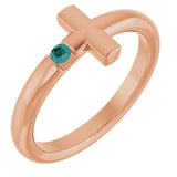 Round Alexandrite Crosses Ring in Rose Gold
