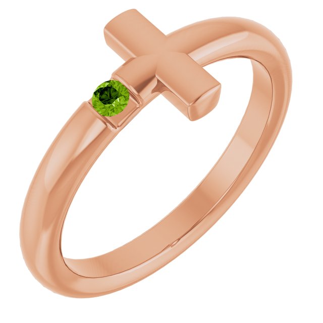 Round Peridot Crosses Ring in Rose Gold