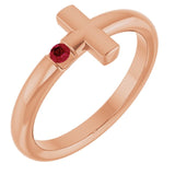 Round Ruby Crosses Ring in Rose Gold