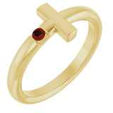 Round Mozambique Garnet Crosses Ring in Yellow Gold