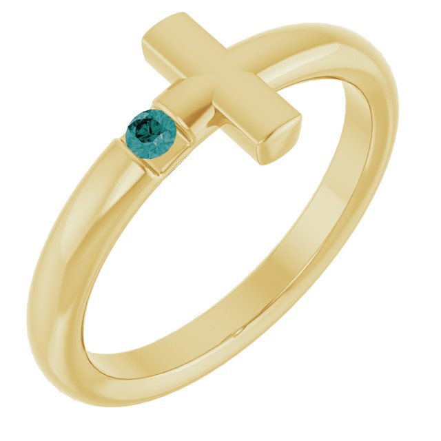 Round Alexandrite Crosses Ring in Yellow Gold