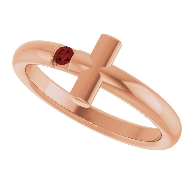 Round Mozambique Garnet Crosses Ring in Rose Gold