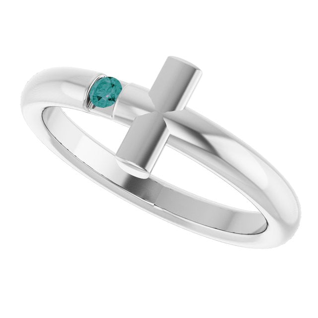 Round Alexandrite Crosses Ring in Platinum
