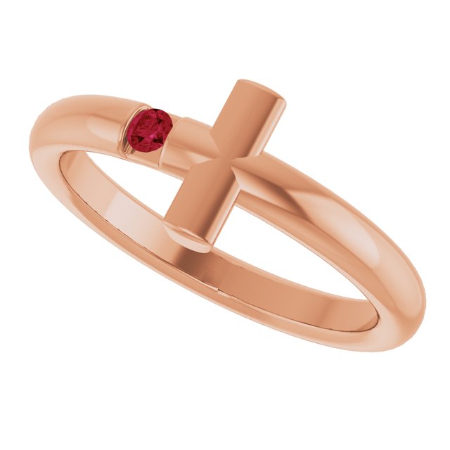 Round Ruby Crosses Ring in Rose Gold
