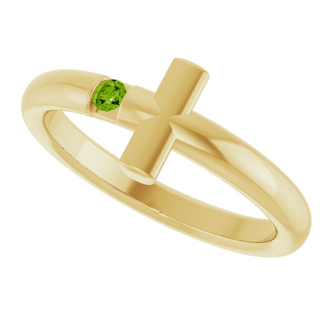 Round Peridot Crosses Ring in Yellow Gold