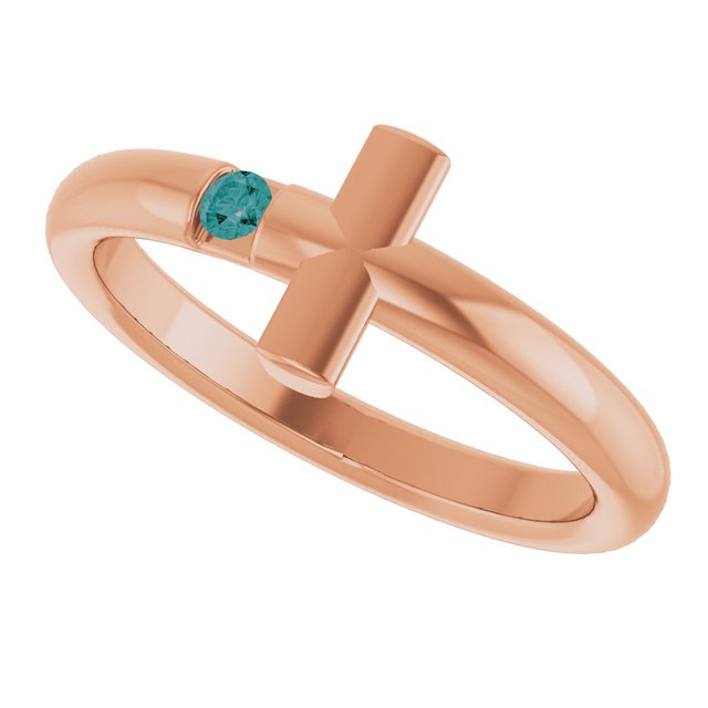 Round Alexandrite Crosses Ring in Rose Gold
